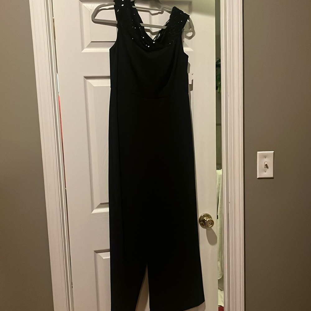 Black jumpsuit with sparkles on collar